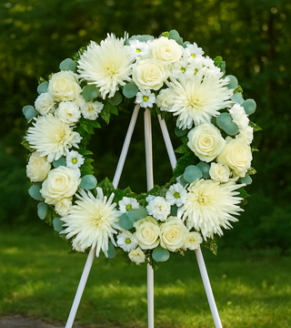 Creamy white sympathy wreath